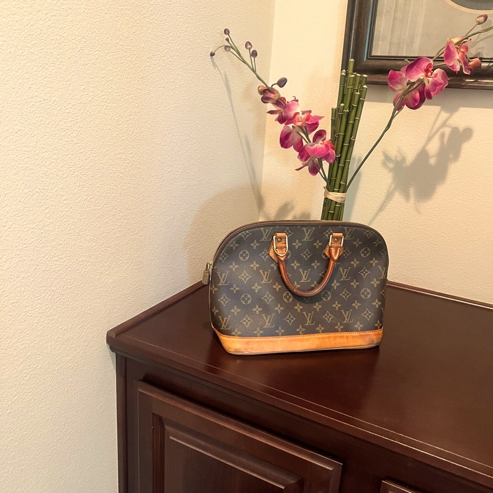 Louis Vuitton Alma Satchel Bag PM Brown Canvas/Leather